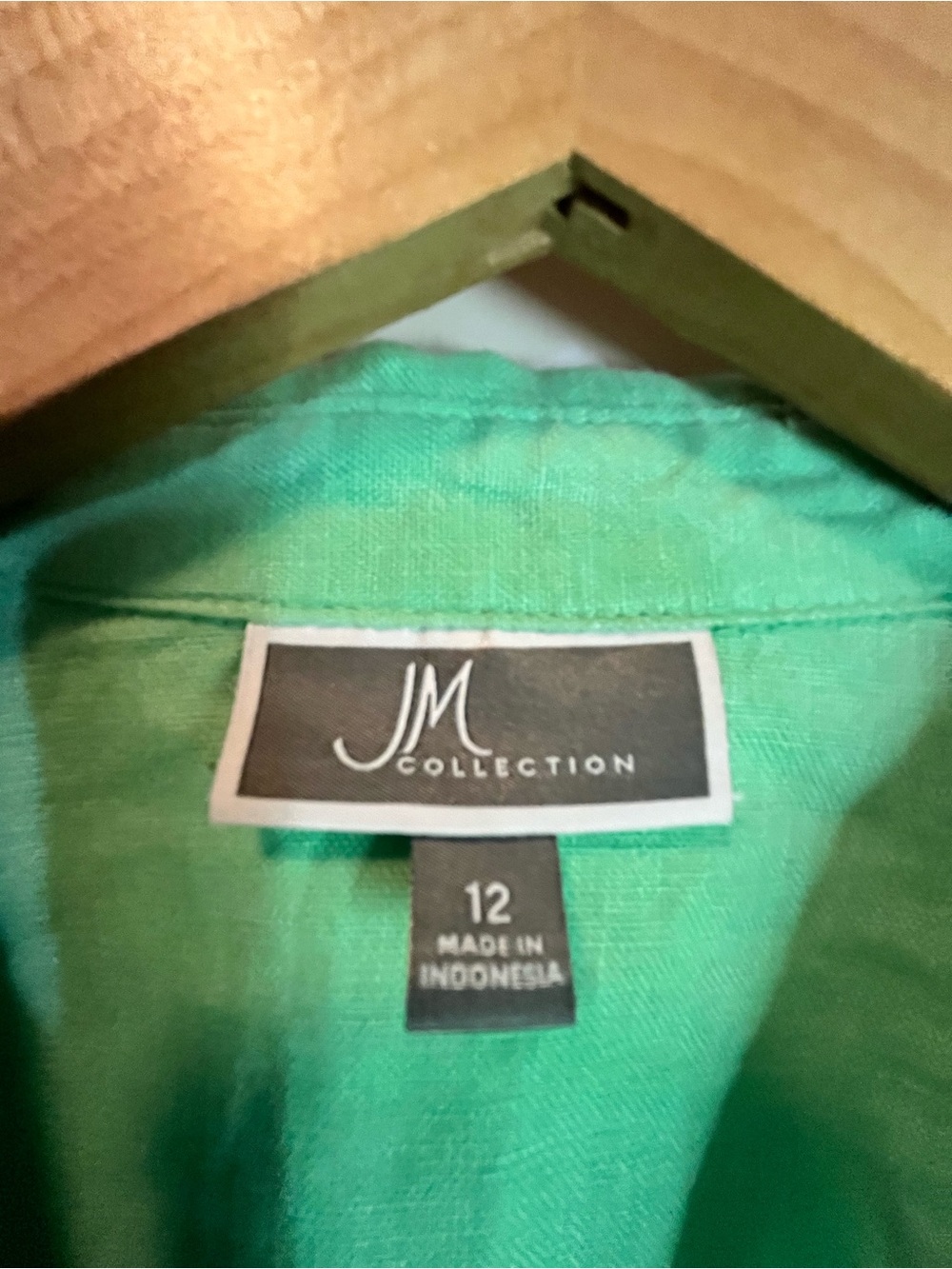 JM Collection Minty Green Linen & Cotton Top with Pocket Detail Sz 12 - Picture 4 of 6